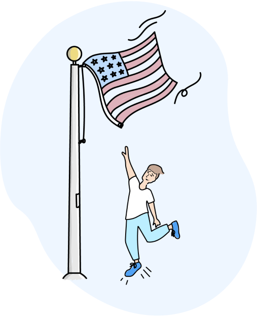 Broken flagpole illustration